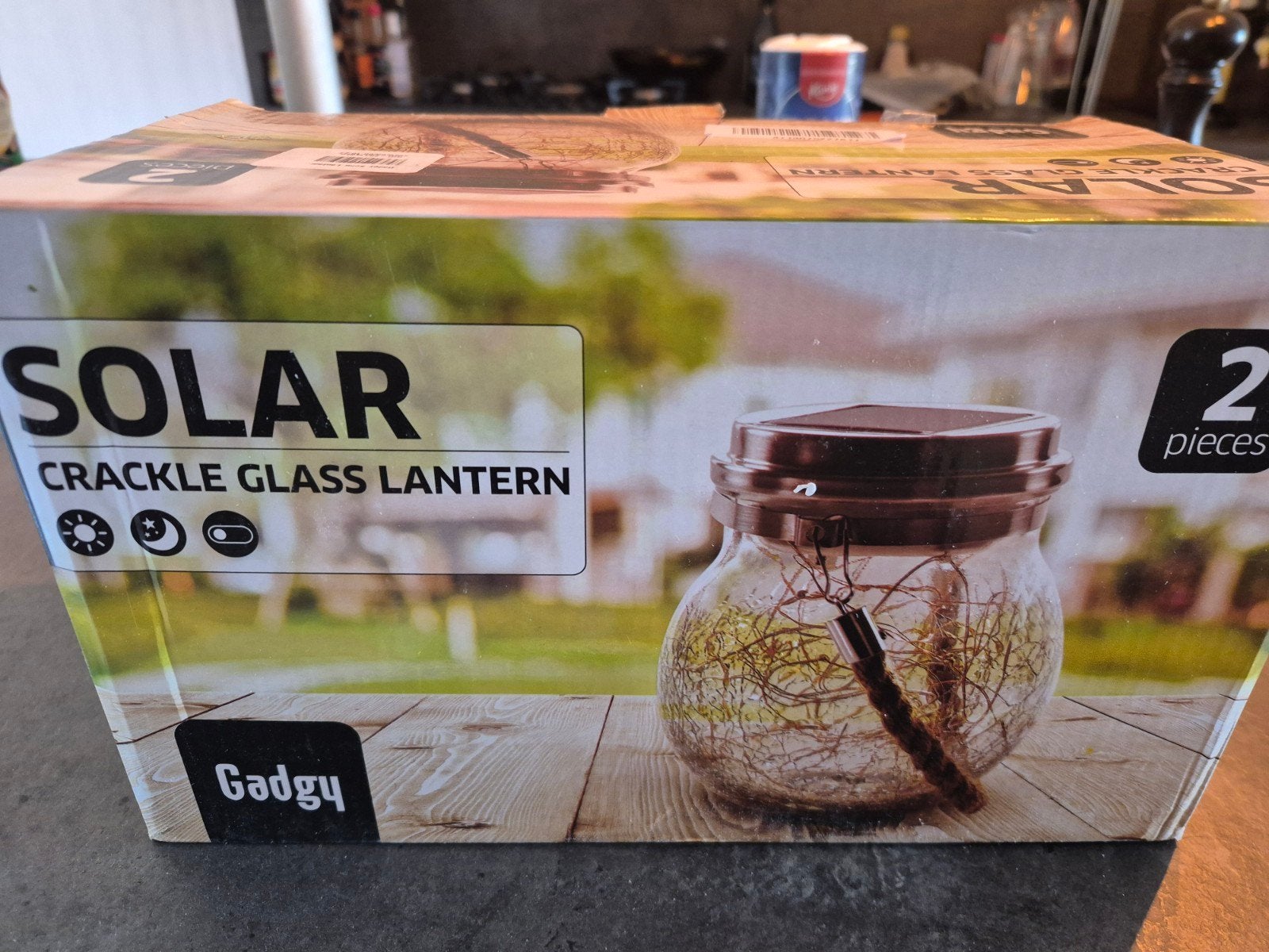 Set van 2 Gadgy Solar Lantaarns Craquelé Glas, Zonne-energie, Minder dan 50 watt, Overige typen, Nieuw
