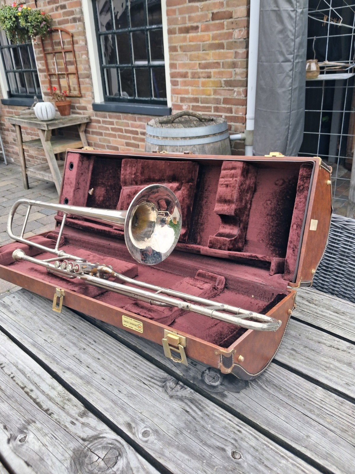 Besson Ventieltrombone met koffer - Vintage Instrument, Ophalen, Gebruikt, Overige typen, Met koffer