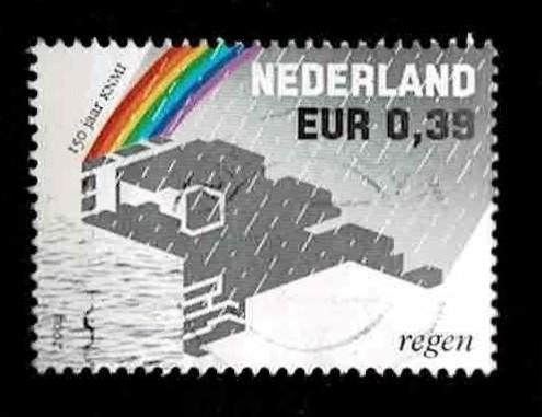 postzegel 2117 Nederland 150 jaar KNMI, Postzegels en Munten, Postzegels | Nederland, Ophalen of Verzenden, Na 1940, Gestempeld