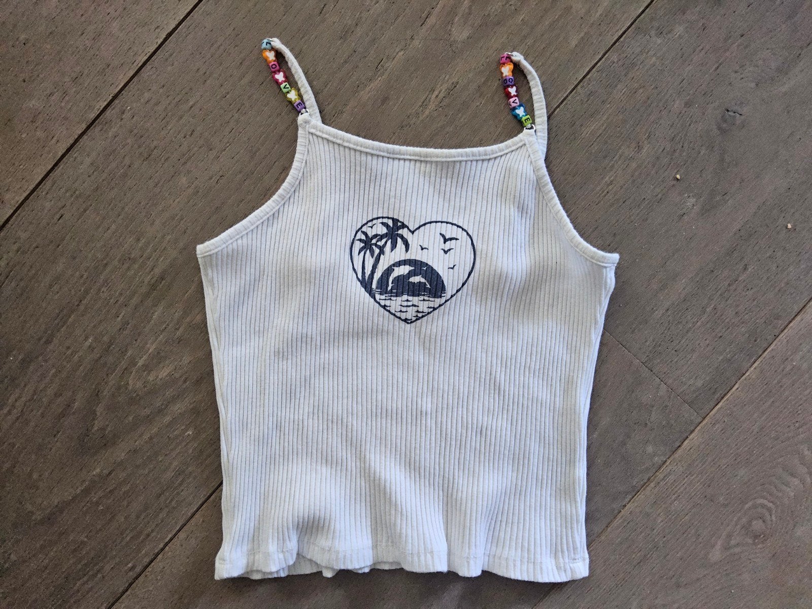 zara wit kort spaghetti zomertopje met  kraaltjes, palmboom, Meisje, Ophalen of Verzenden, Zo goed als nieuw, Zara girls