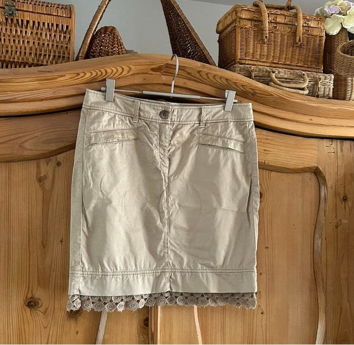 Marccain N3 beige rok katoen/lyocell/elastan, Maat 38/40 (M), Beige, Ophalen of Verzenden, Zo goed als nieuw