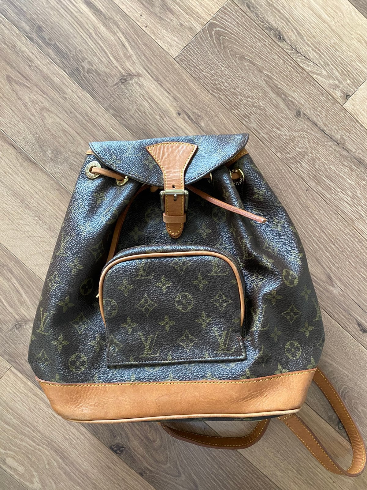 Leren canvas rugtas met print, Ophalen of Verzenden, Gebruikt, Overige merken, 30 tot 45 cm