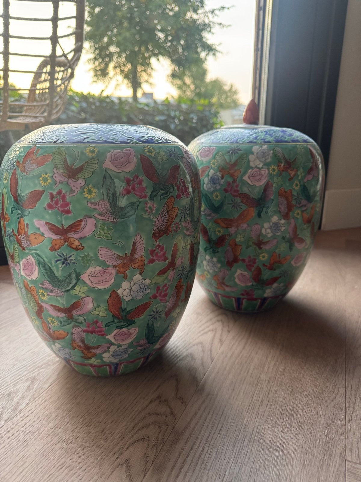 Set van 2 Chinese gemberpotten met vlinderdecor, Ophalen of Verzenden