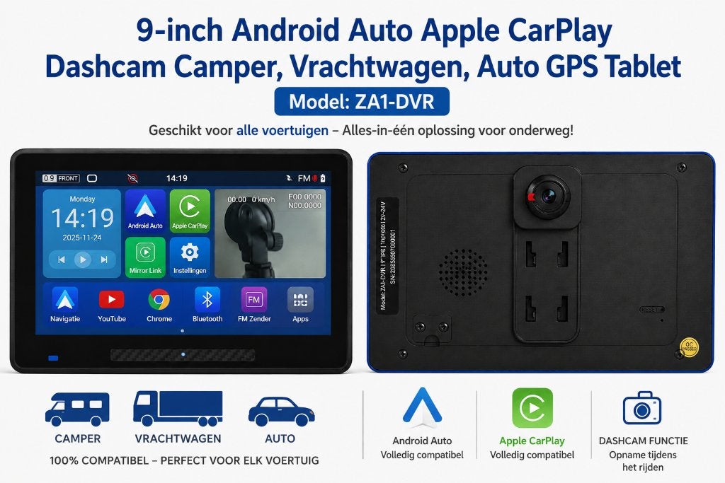 9" inch Android DVR Dashcam Navigatie Tablet Europa Kaarten., Ophalen of Verzenden, Nieuw