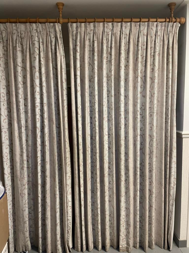 Gratis gordijnen inclusief roede - 250x240cm, Ophalen, Gebruikt, 200 cm of meer, Beige