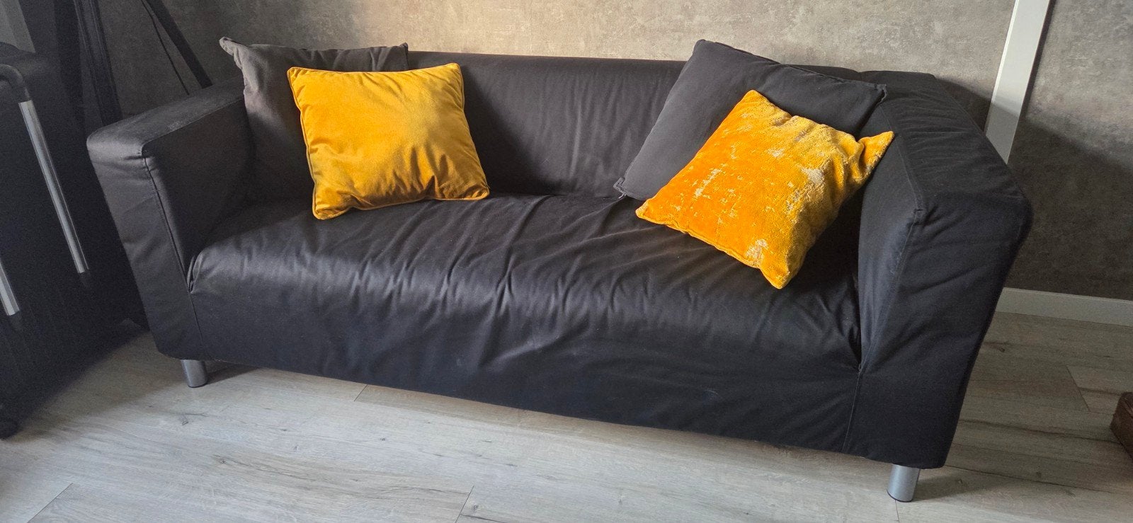 zwarte Ikea 2 zits bank Klippan, Ophalen, Zwart, Tweepersoons, 190 cm of minder