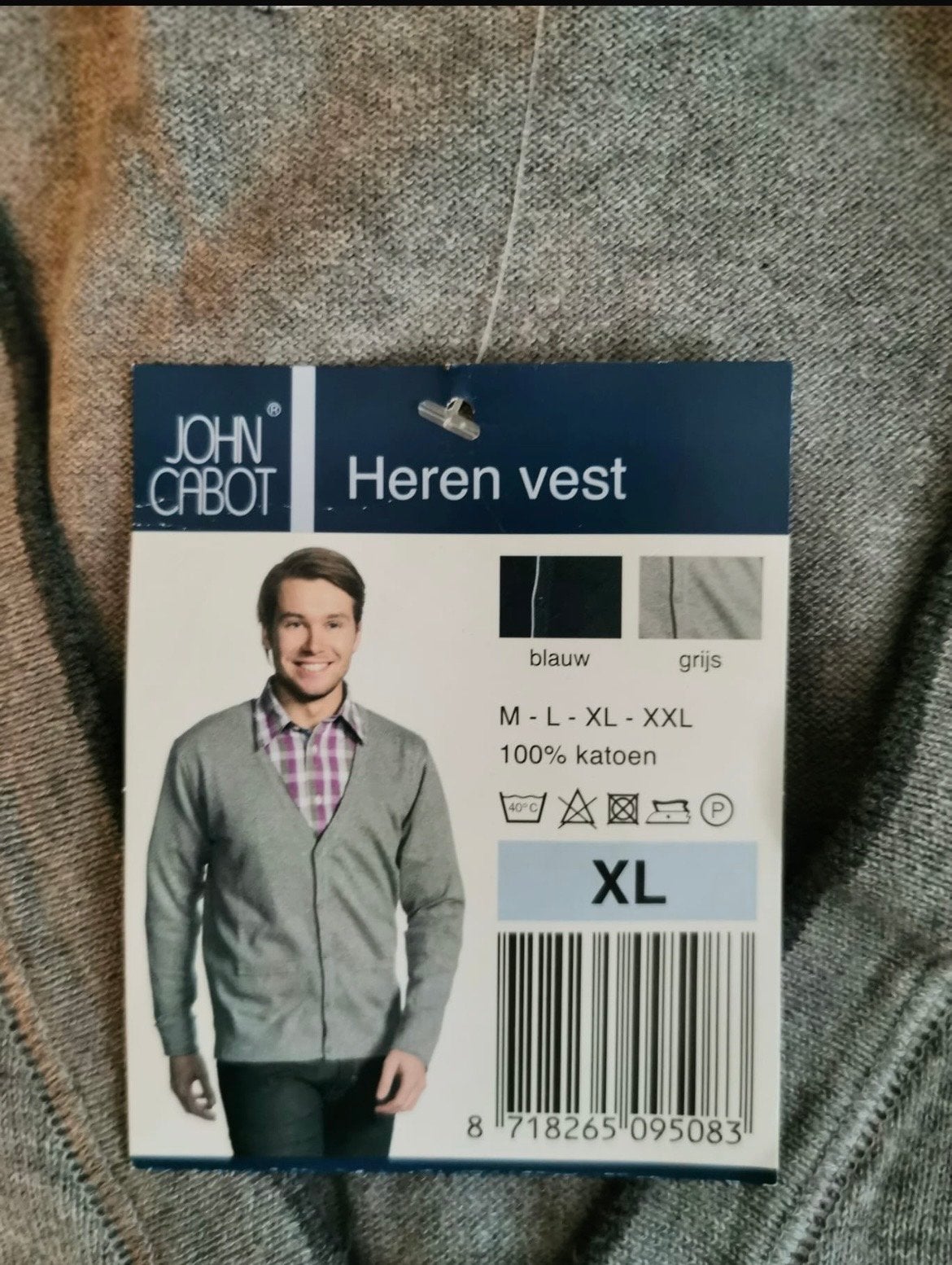 John Cabot Heren Vest 100% Katoen Nieuw Maat XL Grijs, Ophalen of Verzenden, Nieuw, Maat 56/58 (XL), Grijs