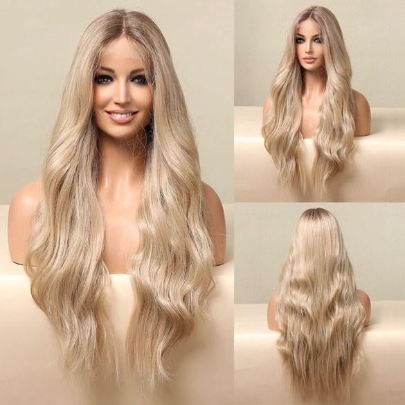 Swiss lace pruik lang blond haar zonder pony model Roxi, Verzenden, Nieuw, Pruik of Haarverlenging