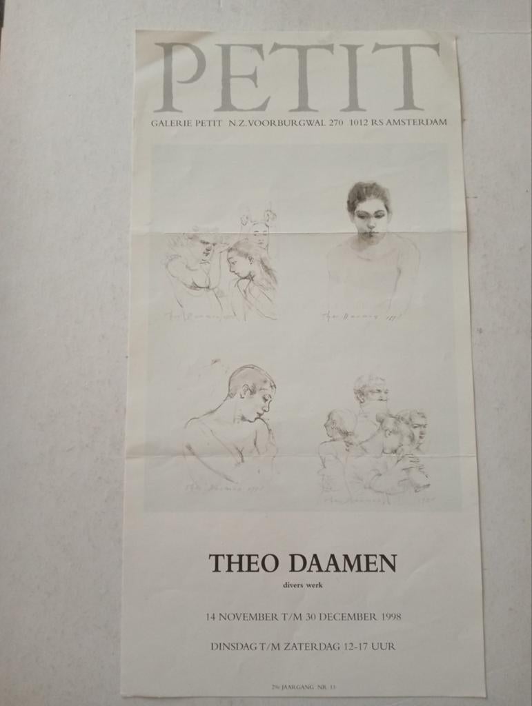 Theo Daamen affiche Galerie Petit 1998, Ophalen of Verzenden, A1 t/m A3