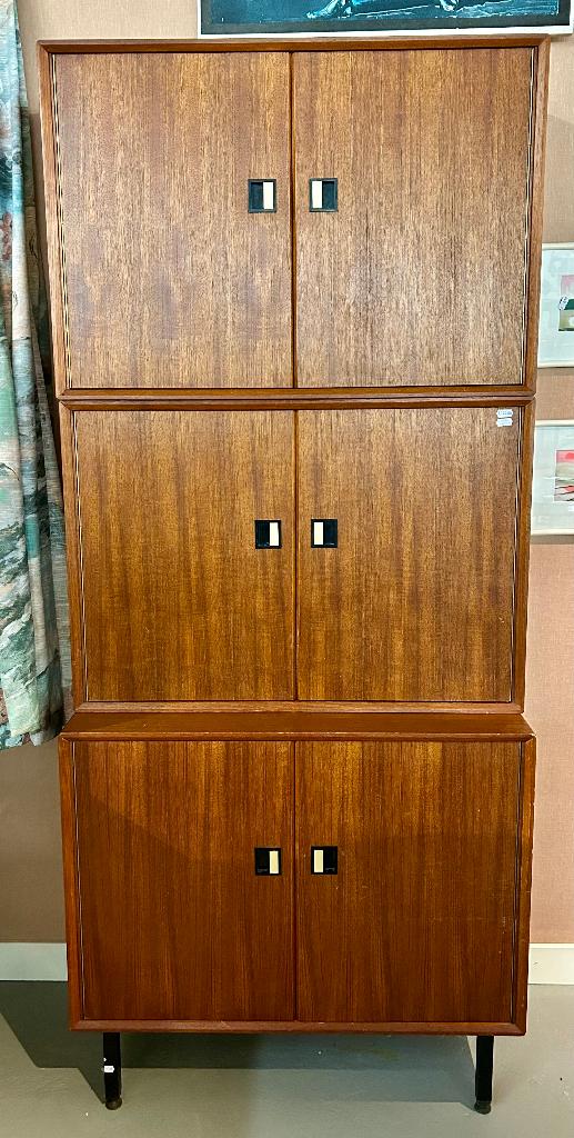 Vintage retro wandmeubel teakhout 50's / 60's, Ophalen, Gebruikt, W, W