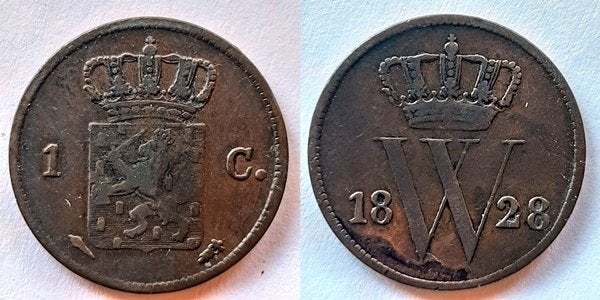 Cent 1828 U, Verzenden, Koning Willem I, 1 cent