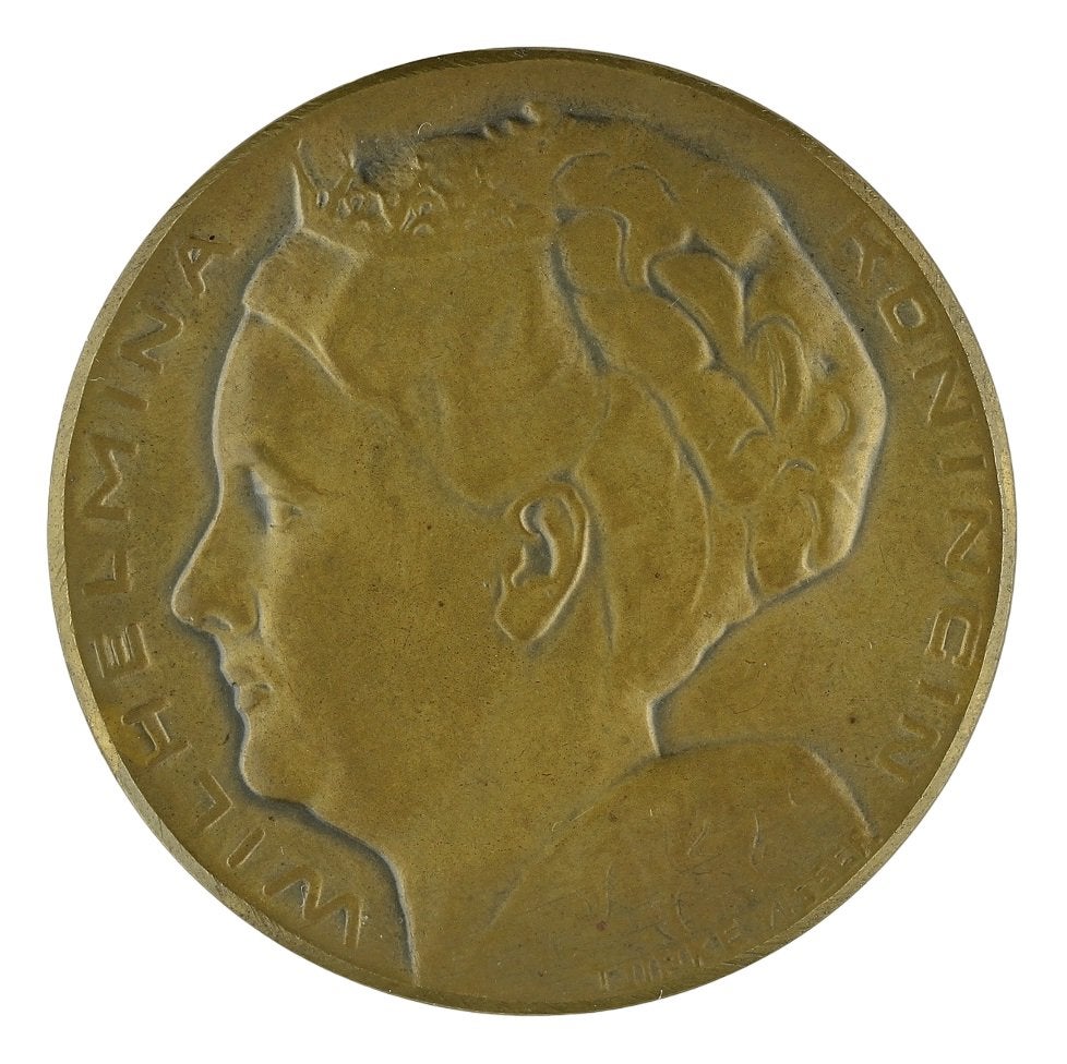Penning Tjipke Visser : Jubileum Koningin Wilhelmina, 1923, Verzenden, Brons, Nederland