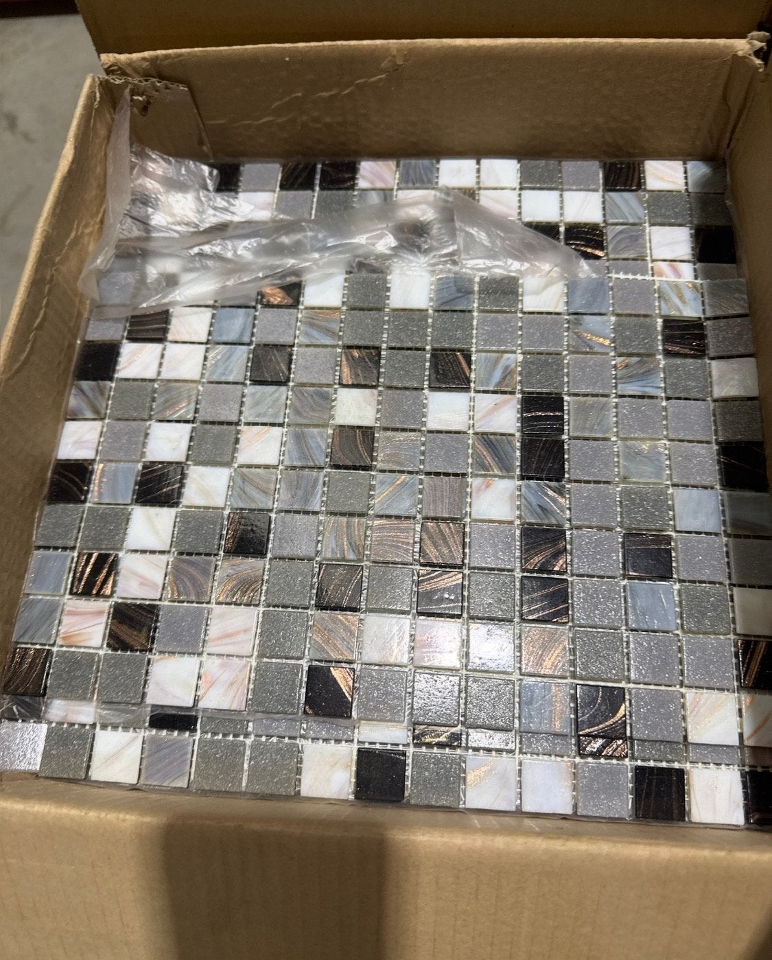 Zwart Wit Grijs Parelmoer sparkling Mozaïek Tegelmatjes, Ophalen, Overige materialen, Wandtegels, Nieuw
