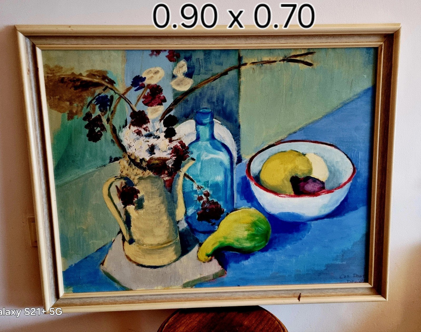 Stilleven van Cor Post, gedateerd '85, olieverf op doek, Ophalen, Doek, Realistisch, Gedateerd