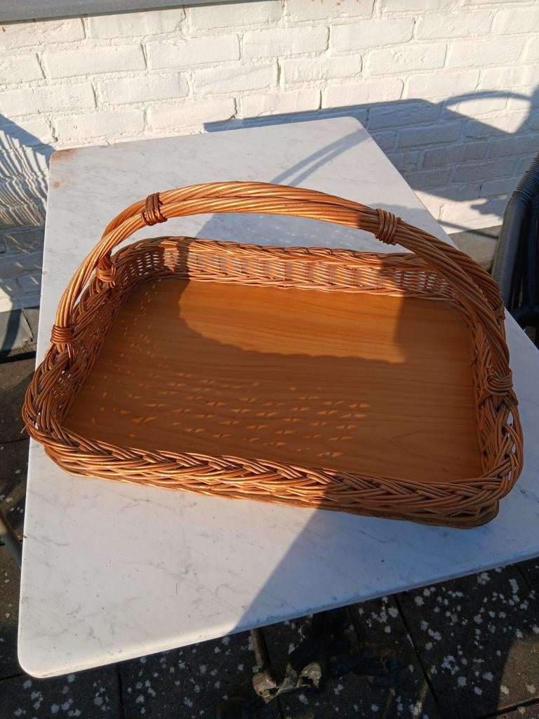 Vintage Rieten Dienblad, Ophalen of Verzenden, Gebruikt, Rechthoekig
