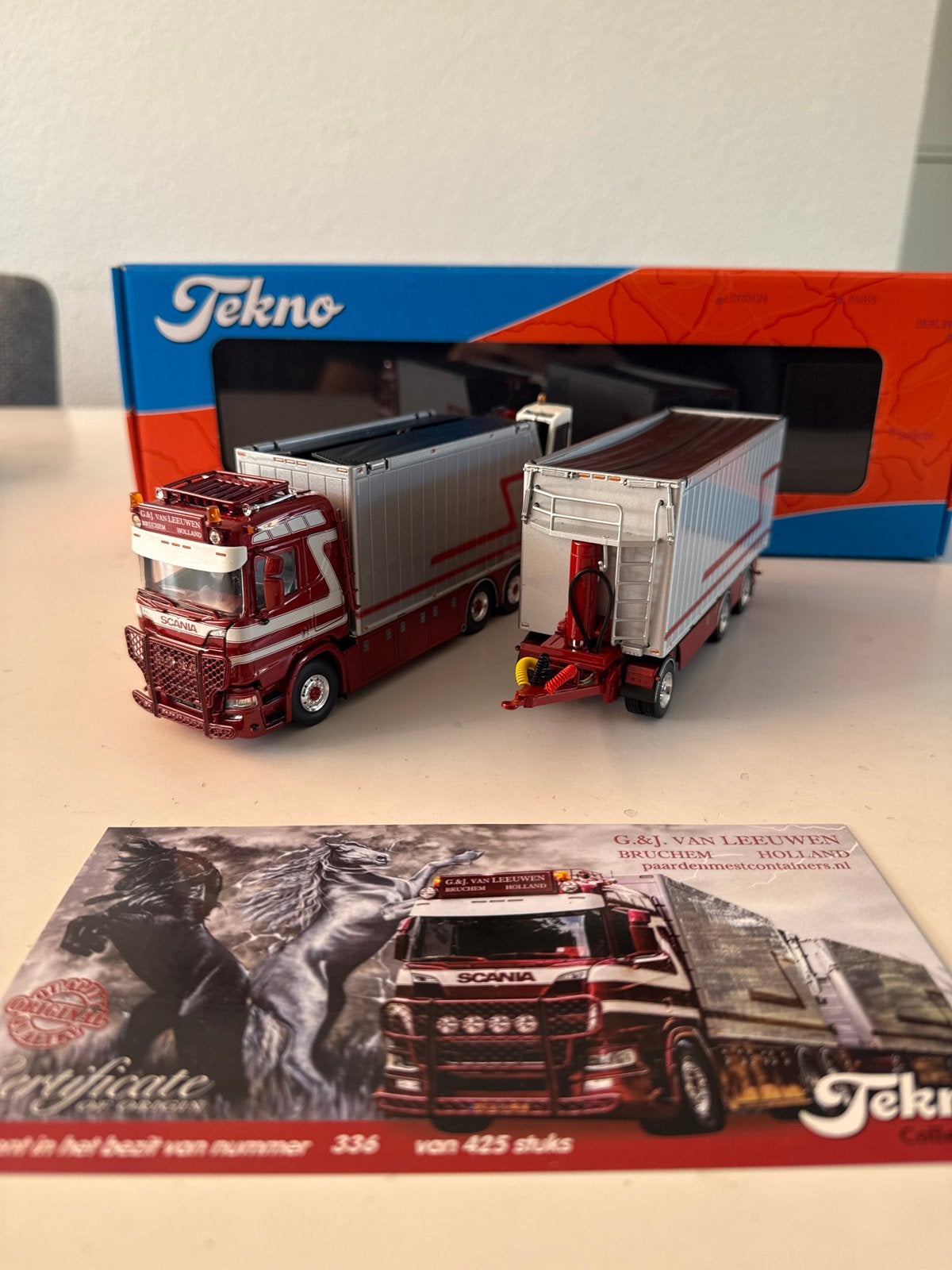 Tekno Scania G&j van Leeuwen Paardenmestcontainers, Ophalen of Verzenden, Zo goed als nieuw
