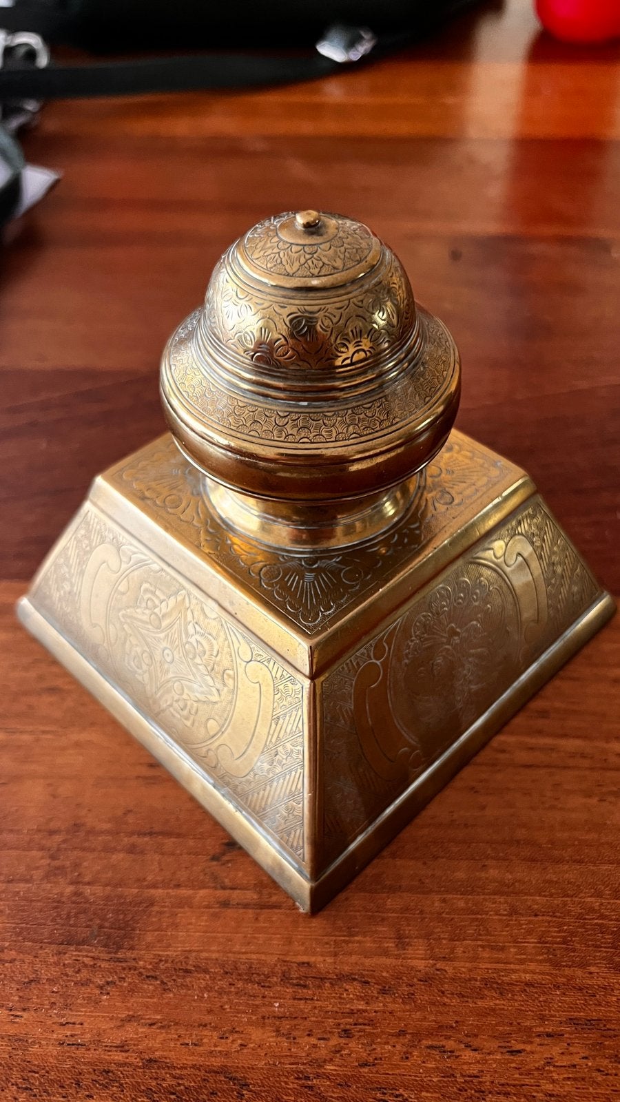 Koper/messing inktpot, Antiek en Kunst, Antiek | Koper en Brons, Ophalen of Verzenden