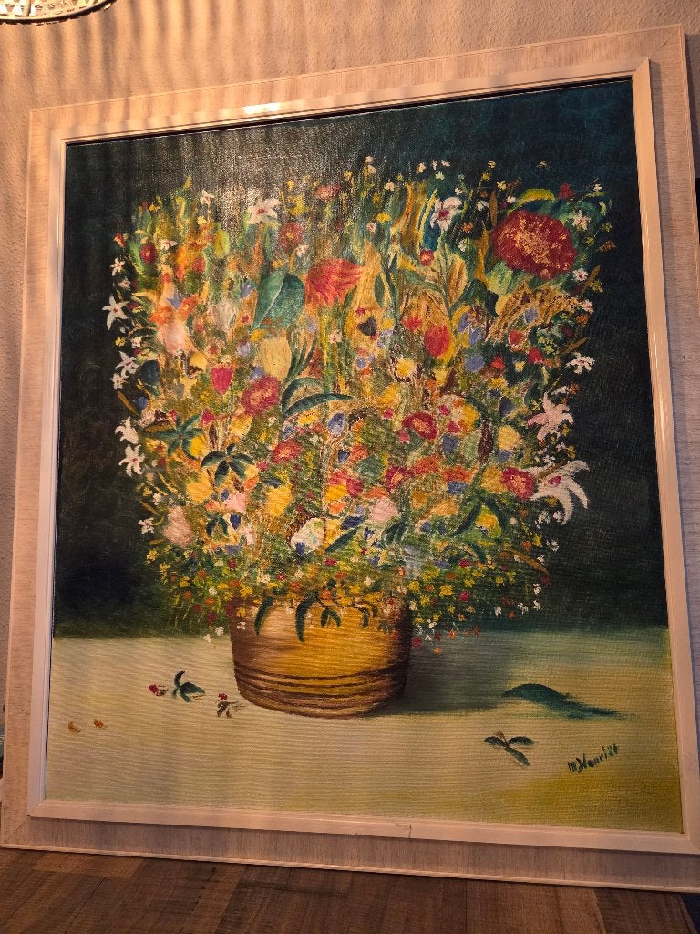 Schilderij op doek, Ophalen, Overige materialen, Olieverf, Bloemen