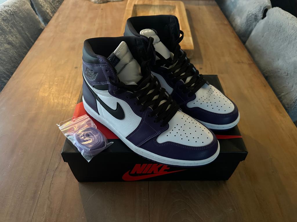 Air Jordan 1 - Court Purple, Kleding | Heren, Schoenen, Overige kleuren, Ophalen of Verzenden, Sneakers of Gympen, Zo goed als nieuw