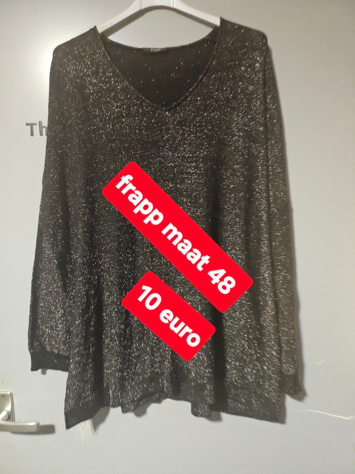 Frapp maat 48, Kleding | Dames, Grote Maten, Ophalen of Verzenden, Zo goed als nieuw, Zwart, Broek of Spijkerbroek