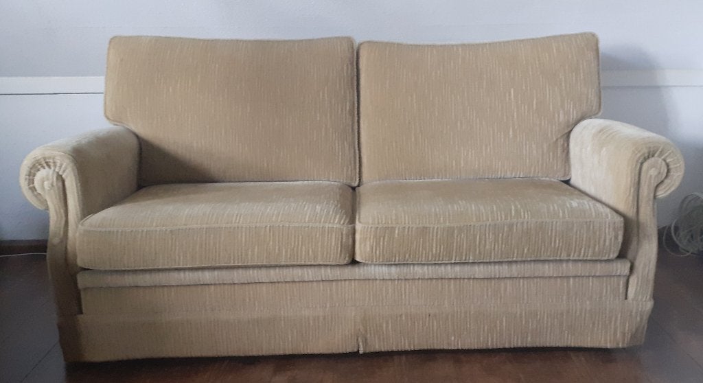 Zitbankje, Huis en Inrichting, Banken | Voetenbanken en Poefen, Ophalen, Gebruikt, 125 cm of meer, Stof