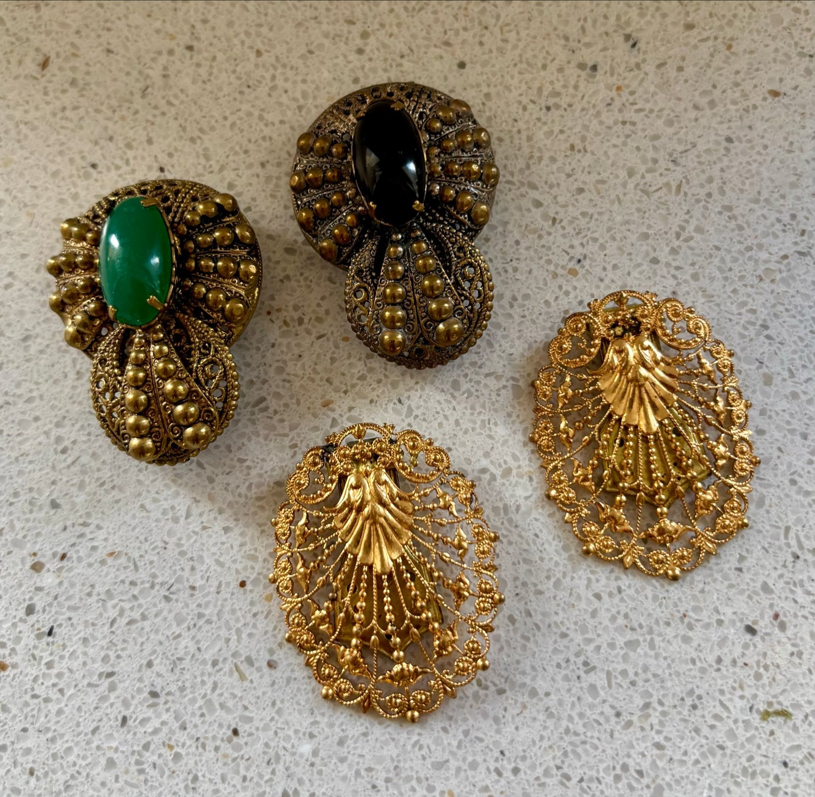 Antieke schoenen- of  Kledingclips - Set van 4, Verzenden, Overige materialen, Overige typen, Met edelsteen