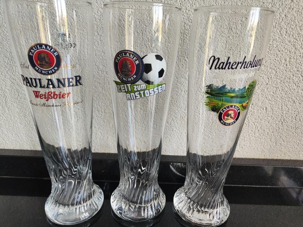 3 verschillende afb Paulaner bierglazen 0.5 liter, Verzamelen, Ophalen of Verzenden, Zo goed als nieuw, Glas of Glazen, Overige merken