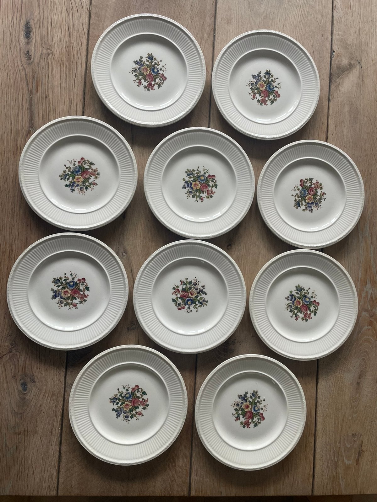 Wedgwood Conway – 10 gebaksbordjes 16 cm – bloemendecor, Ophalen of Verzenden