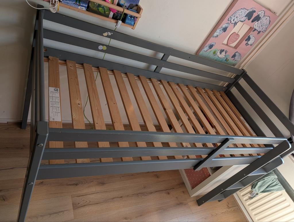IKEA Halfhoogslaper 90x200 cm - Grijs, Ophalen, Gebruikt, Halfhoogslaper