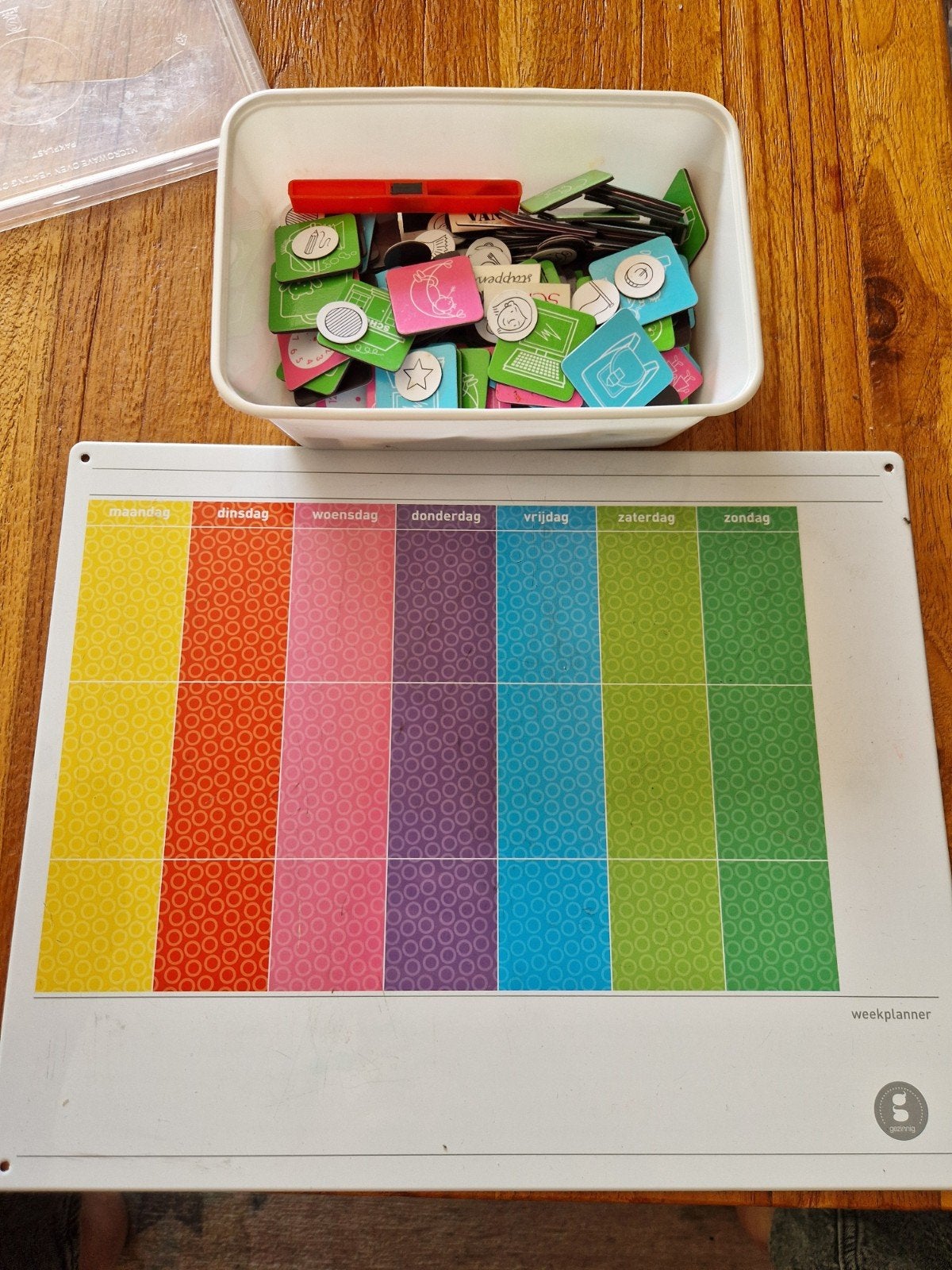 Weekplanner van gezinnig met veel extra magneten, Ophalen of Verzenden, Gebruikt, Magneetbord