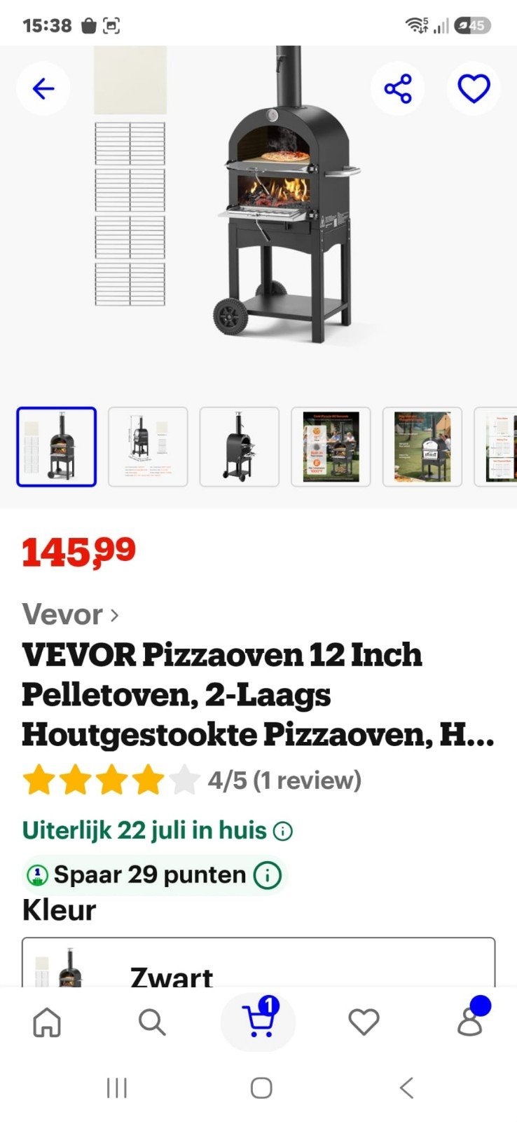 Vevor 12 Inch Pellet/Houtgestookte Pizzaoven, 2-Laags, Ophalen, Nieuw, Vevor