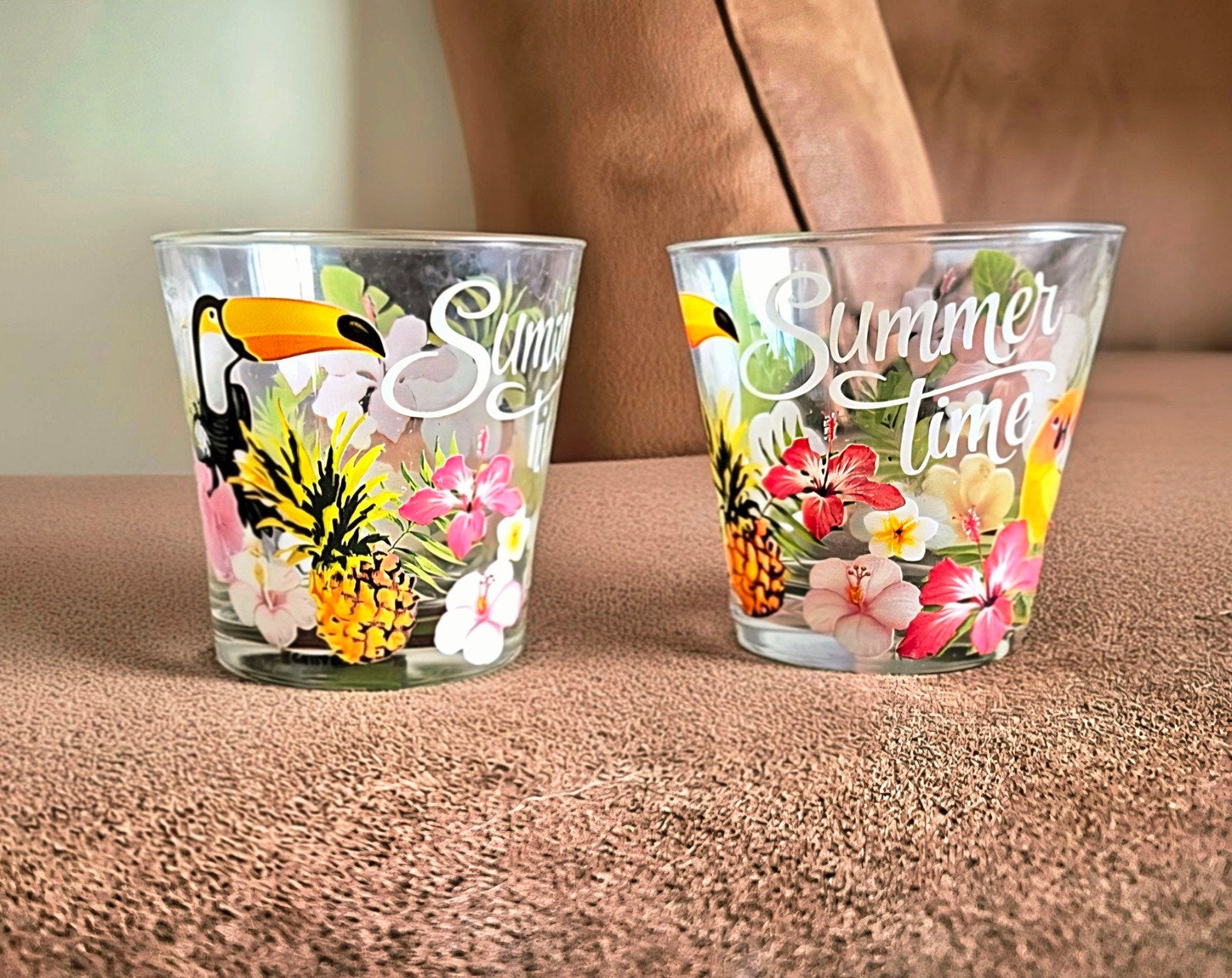 2 Nieuwe Sumer Time dieren / jungle water / limonade glazen, Glas of Glazen, Nieuw, Ophalen of Verzenden, Glas