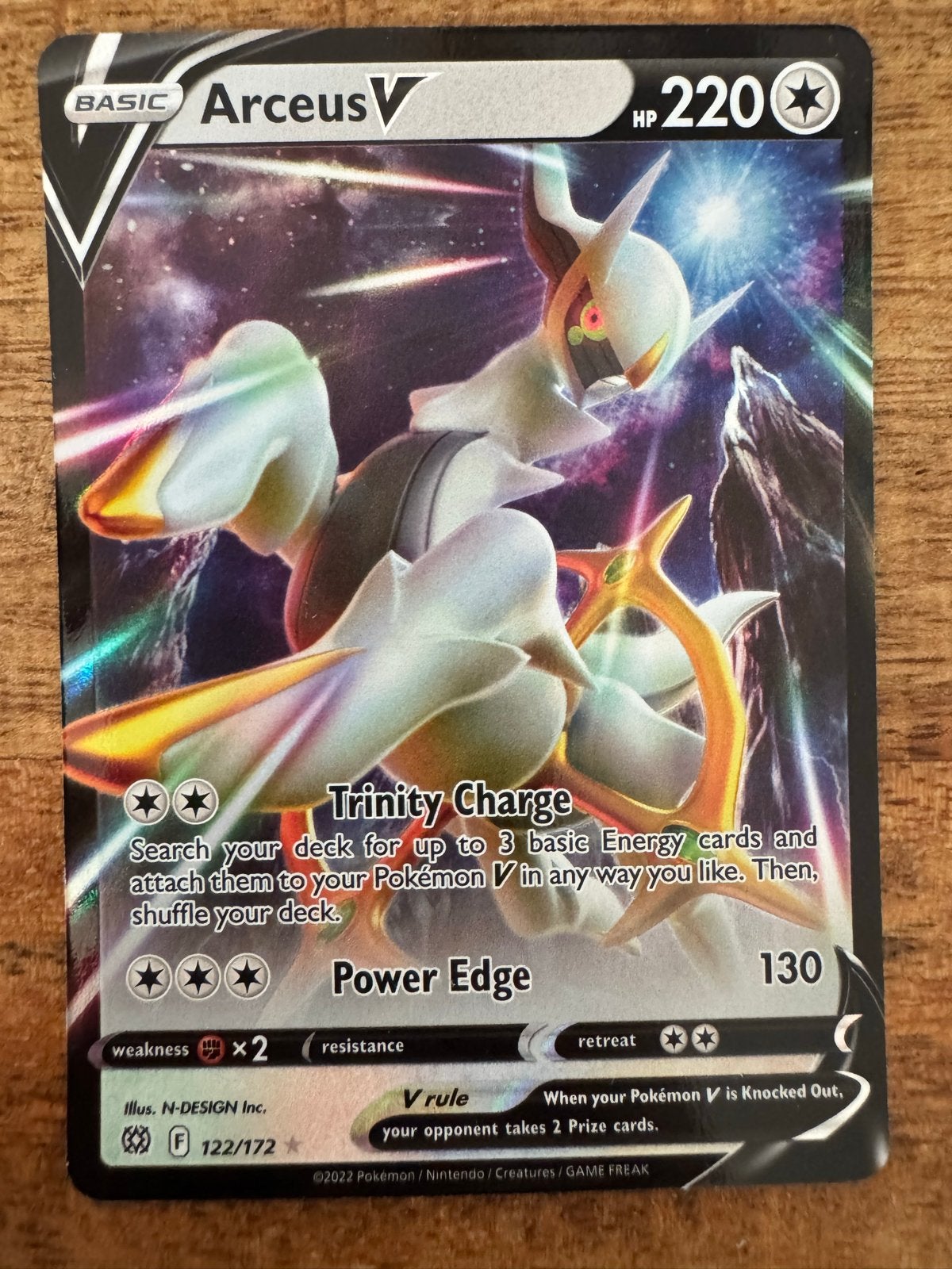Pokémon Kaart Arceus V (122/172) - Brilliant Stars, Ophalen of Verzenden, Zo goed als nieuw, Losse kaart