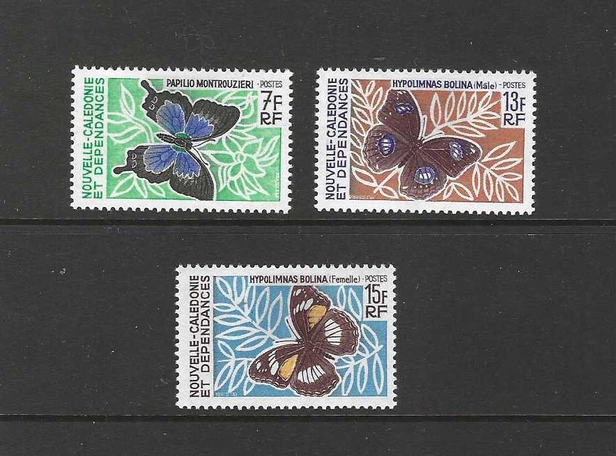 New Caledonie 341-343 vlinder 1967 3 serie mini plakker rest, Verzenden, Postfris, Dier of Natuur