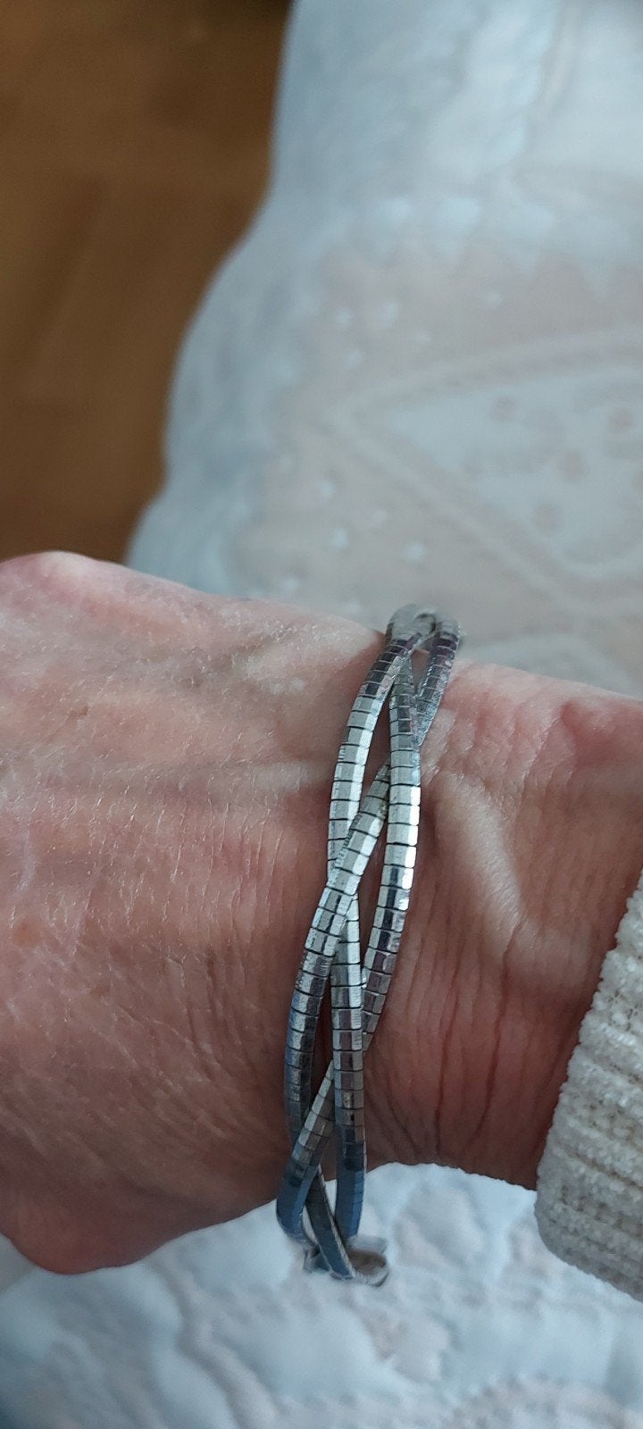 Vintage zilveren gevlochten armband 835, Ophalen of Verzenden, Zo goed als nieuw, Zilver, Zilver