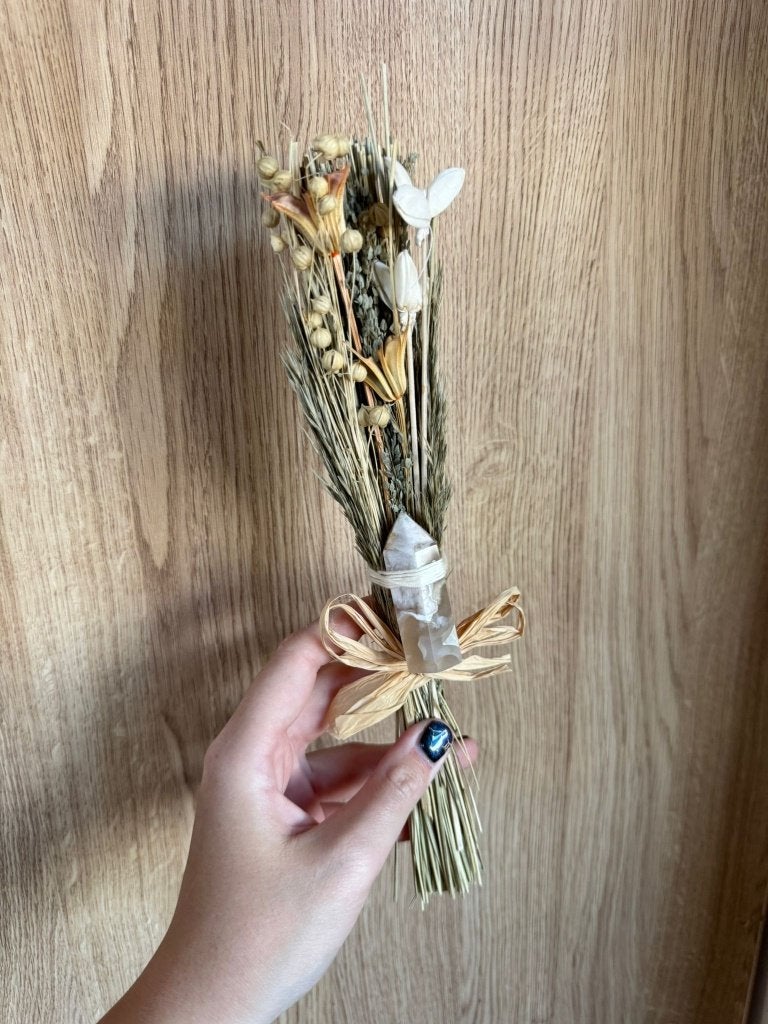 Neutral Dried Flower Bouquet with Flower Agate Point, Ophalen of Verzenden, Nieuw