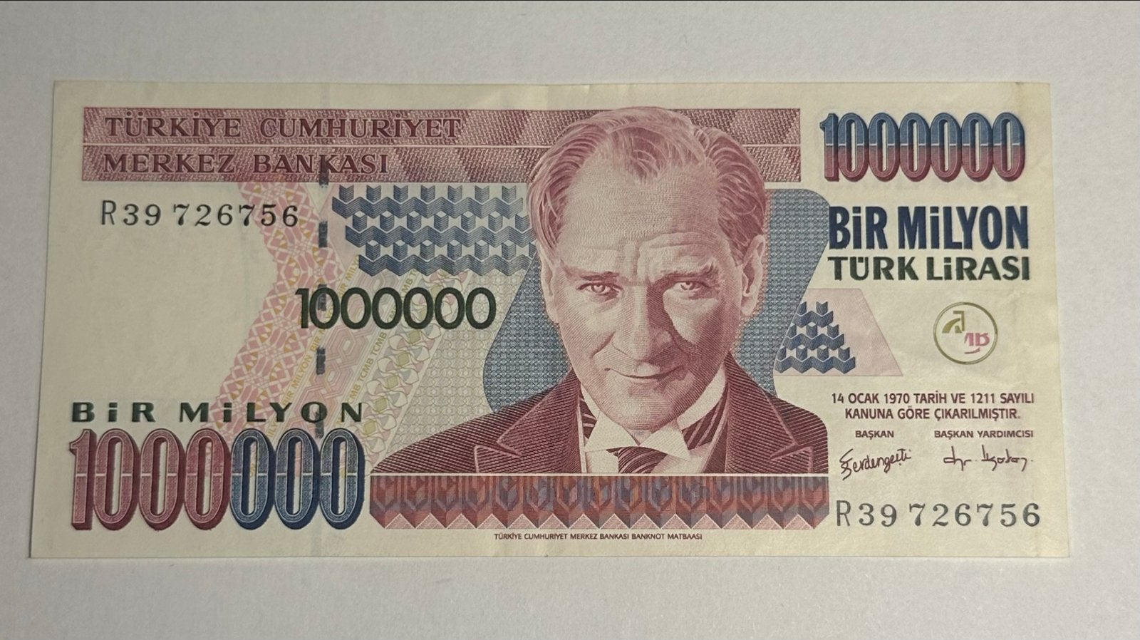 Turkije 1 Miljoen Turkse Lira biljet (1970), Postzegels en Munten, Bankbiljetten | Europa | Niet-Eurobiljetten, Los biljet, Overige landen