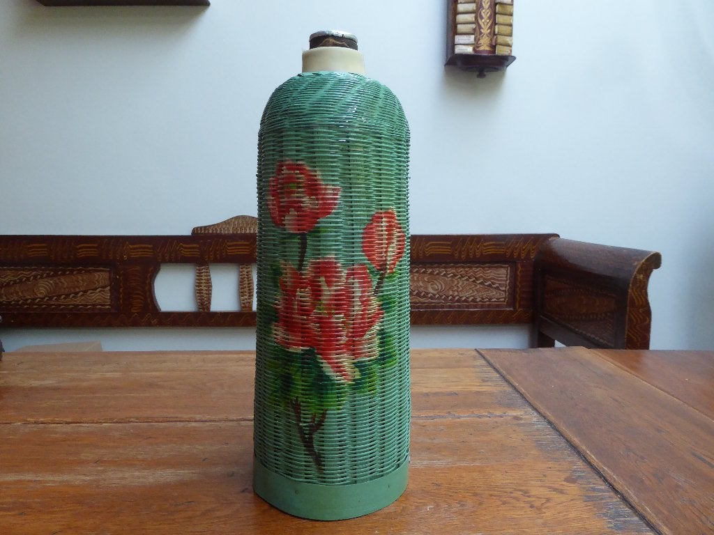 Vintage Chinese thermoskan met riet, Ophalen of Verzenden