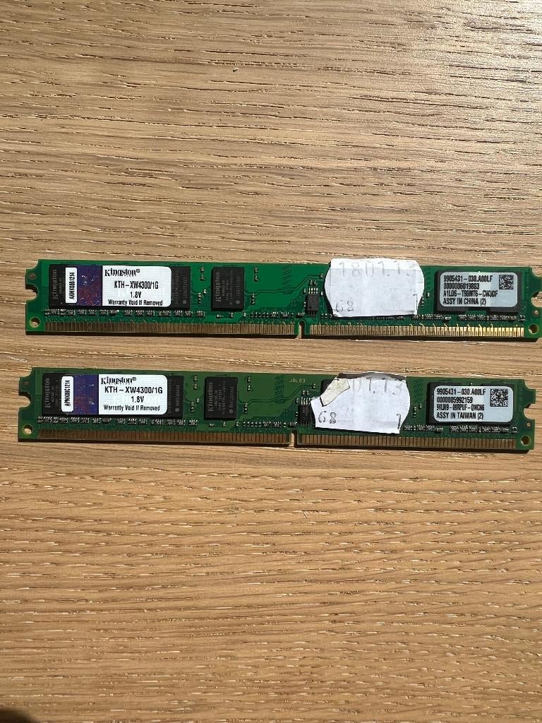 1GB Kingston DDR2 RAM (533MHz / PC2-4200) –Set van 2, Ophalen, -, DDR2, Desktop