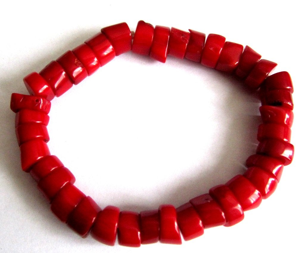 Prachtige Rood bamboe koraal beschermende armband, Ophalen, Overige materialen, Zo goed als nieuw, Met edelsteen