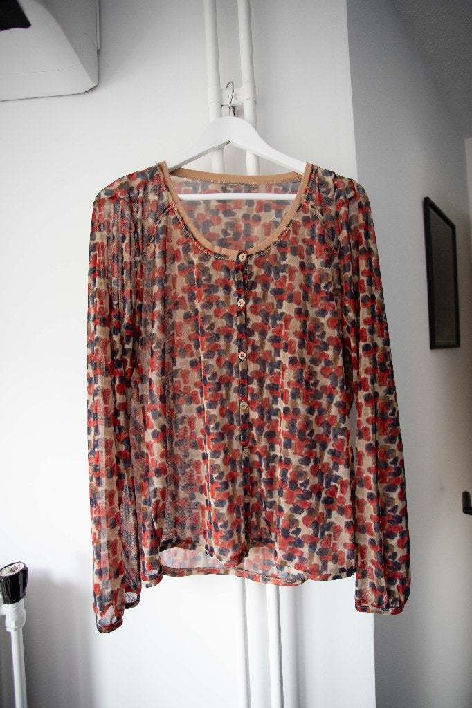 Mesh blouse / vestje met kleurrijk patroon Sandwich maat XL, Meerkleurig, Maat 46/48 (XL) of groter, Ophalen of Verzenden, Zo goed als nieuw