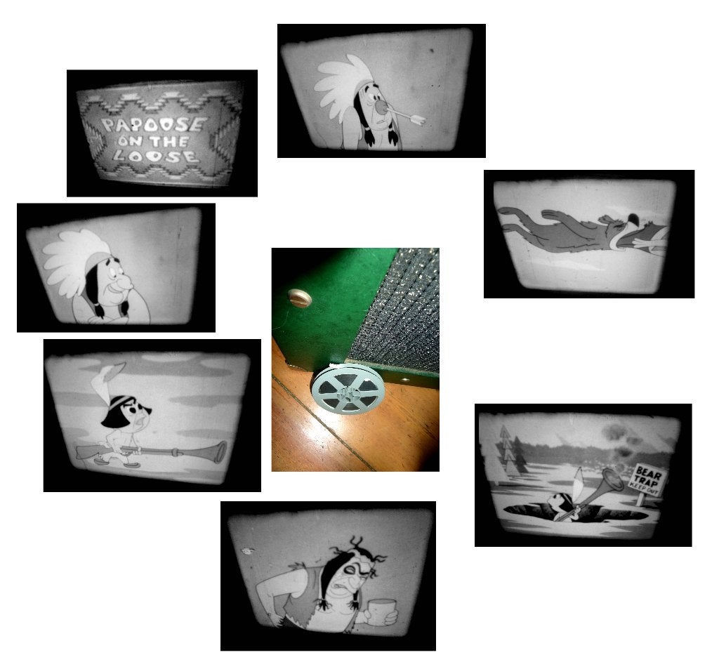 8mm film Cartoon Papoose on the Loose - Castle zw/w 60mtr, Ophalen of Verzenden, 8mm film