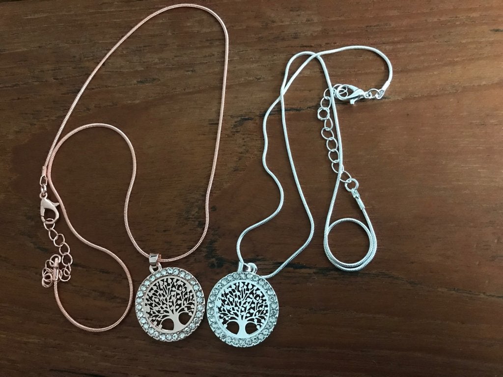 Leuke Levensboom ketting met strass, Overige materialen, Verburgt Vintage, Overige kleuren, Met strass