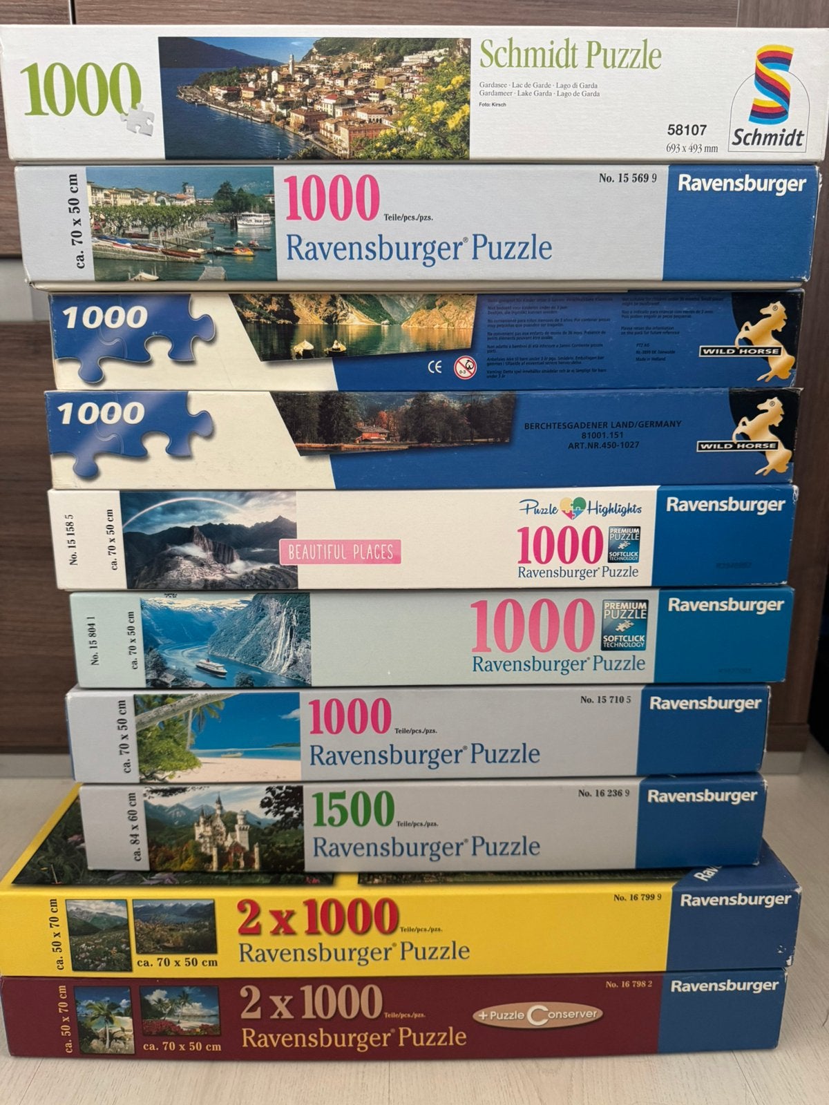 10 legpuzzels, Ophalen, 500 t/m 1500 stukjes, Zo goed als nieuw