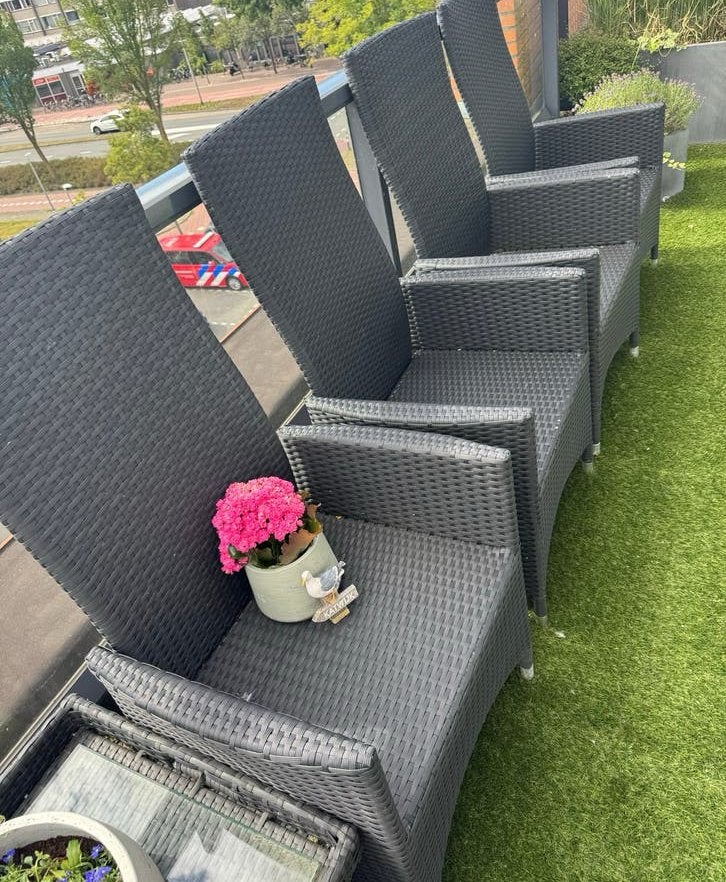 Pure Wicker Tuinstoelen - totaal 6 stuks., Ophalen, Gebruikt, Wicker, Verstelbaar