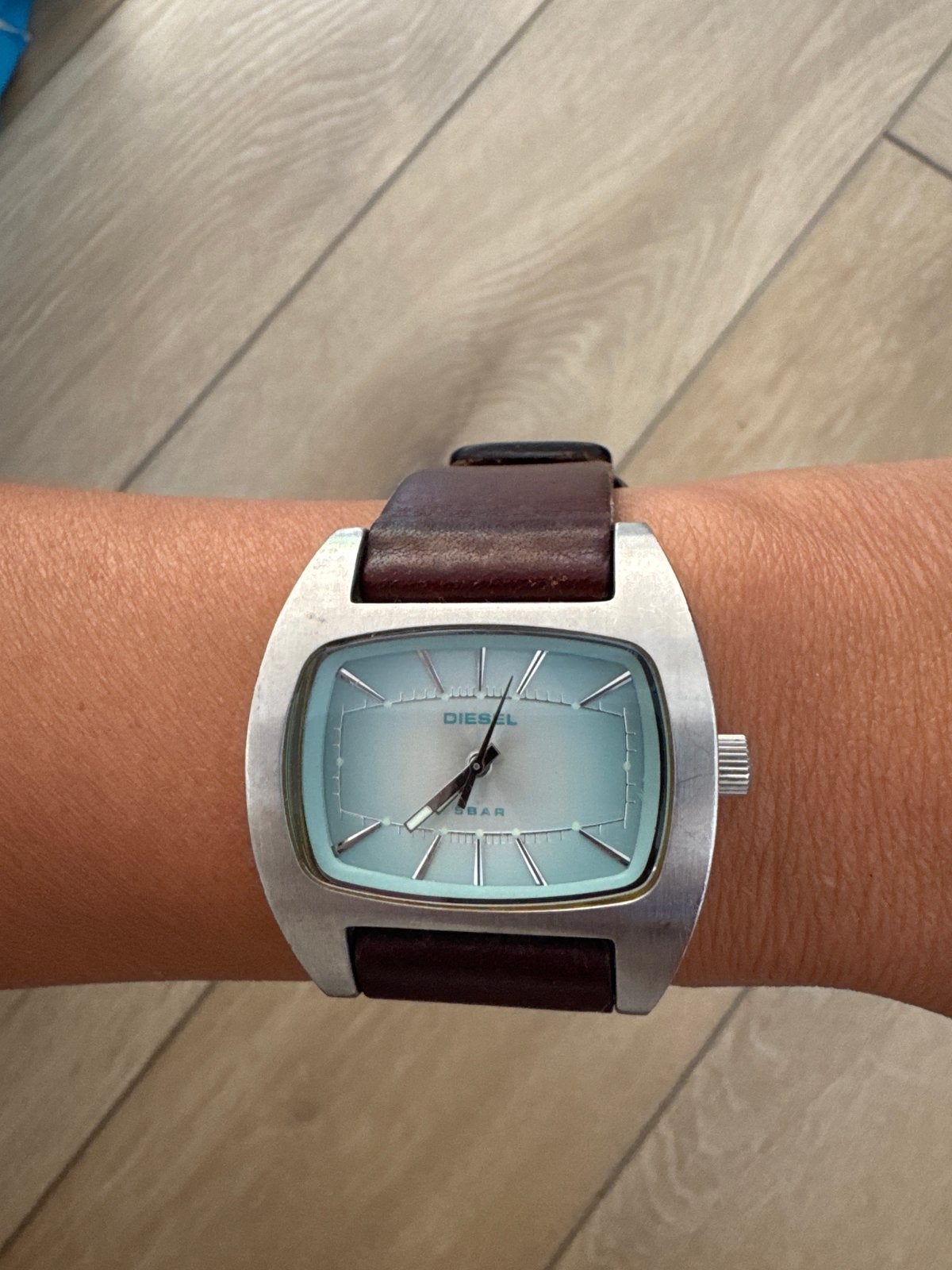 Diesel horloge DZ-2038 met leren bandje, Overige merken, Staal, Polshorloge, Ophalen of Verzenden