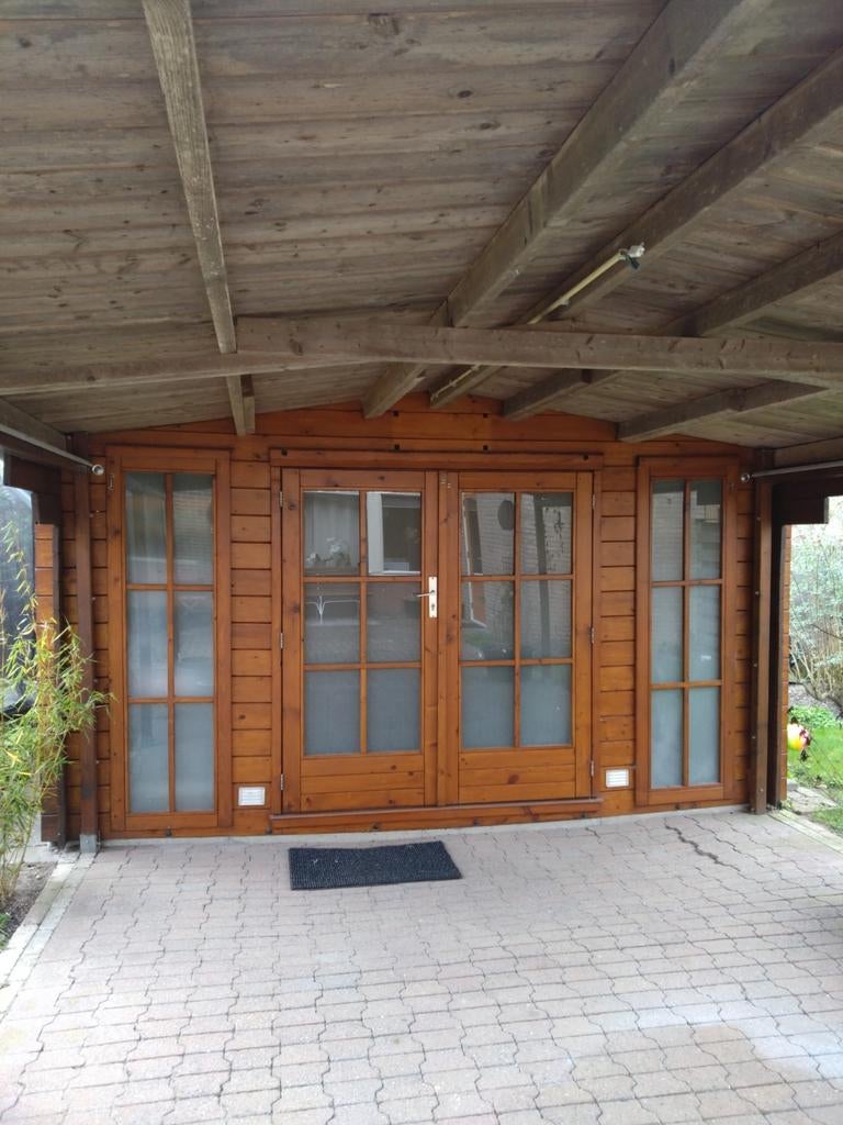 Blokhut met grote overkapping, Ophalen, 250 tot 500 cm, Met overkapping, Hout