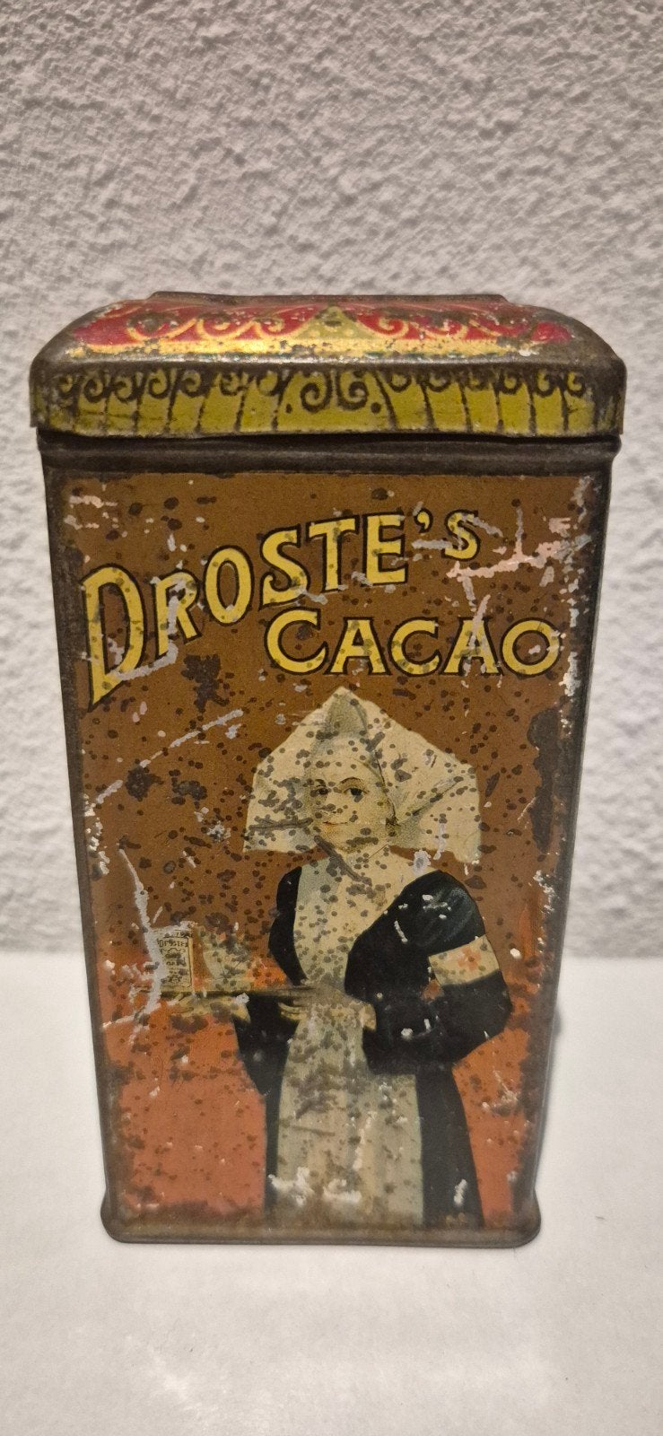 Zeldzaam droste blikje met rood kruisje. Zie foto's, Verzamelen, Blikken, Ophalen of Verzenden, Gebruikt, Overige, Droste