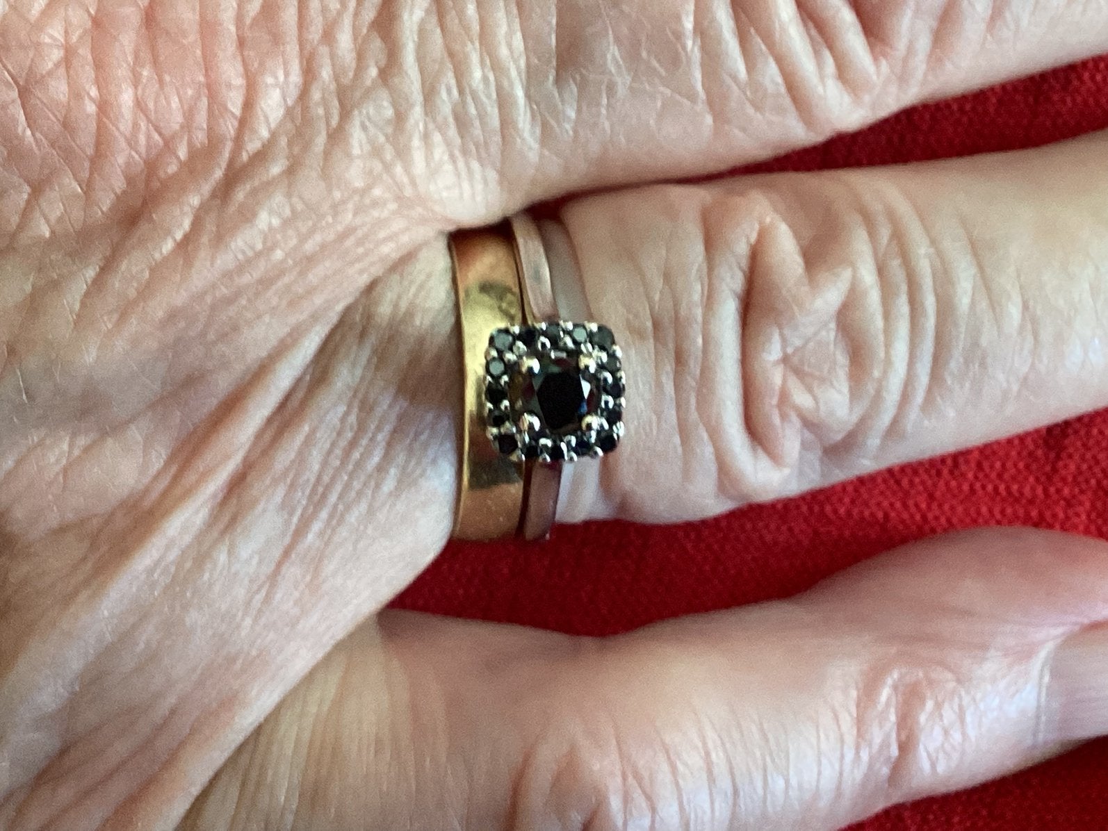 Wit gouden  met zwarte  diamanten  ring, Wit, Ophalen of Verzenden, 17 tot 18, Dame