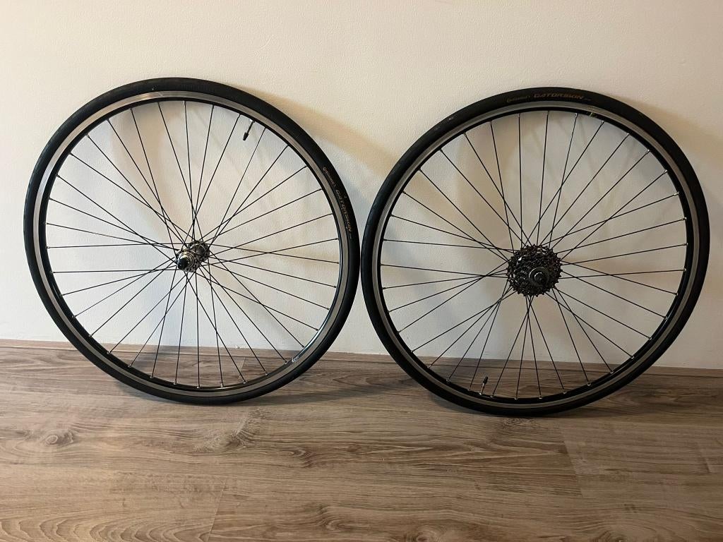 Shimano 105 wielset met cassette + Gatorskin banden, Fietsen en Brommers, Fietsonderdelen, Gebruikt, SHIMANO, Aluminium, Racefiets